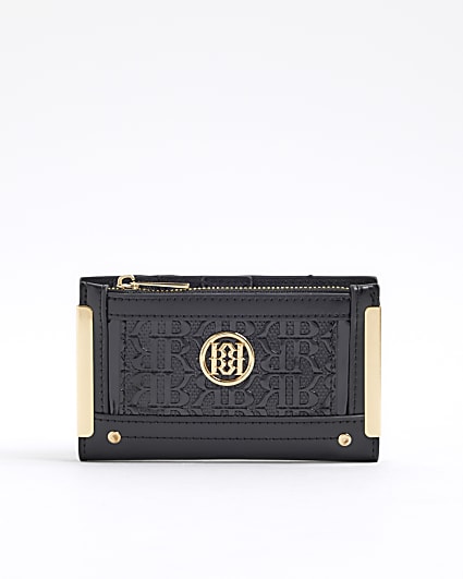 Black RR Monogram Embossed Mini Purse