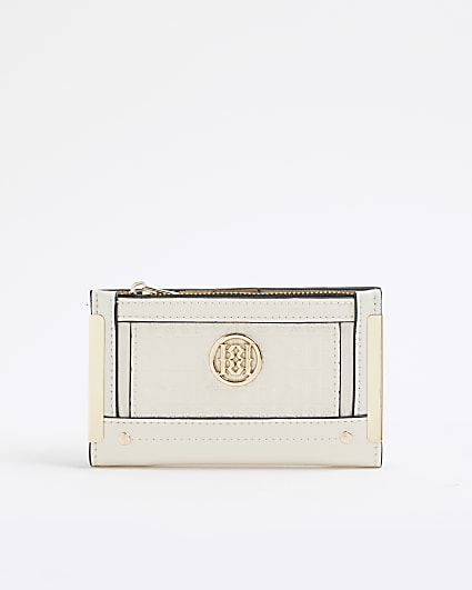 Cream RR Monogram Embossed Mini Purse