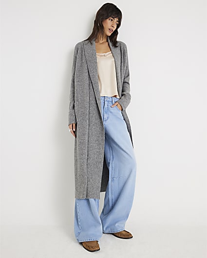 Grey Knitted Maxi Cardigan