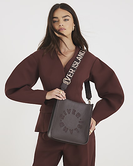 Brown RI Logo Messenger Bag