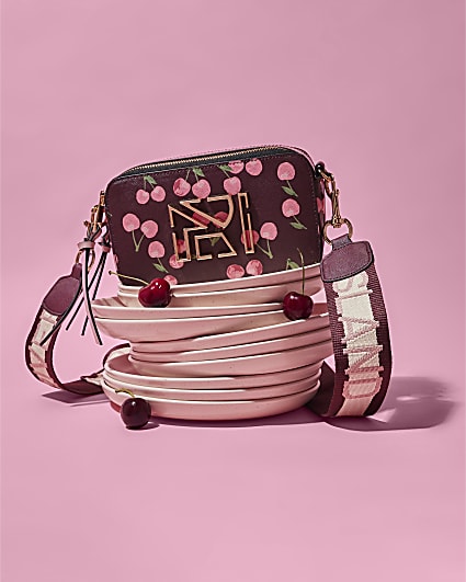 Red Cherry Print Cross Body Bag