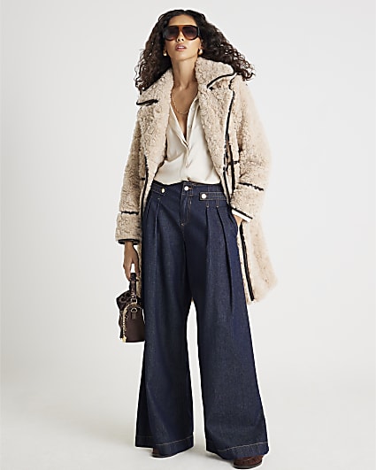 Cream Faux Shearling Coat
