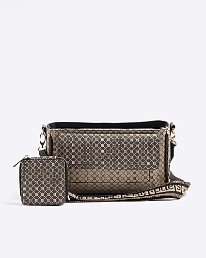 Brown RI Monogram Utility Cross Body Bag