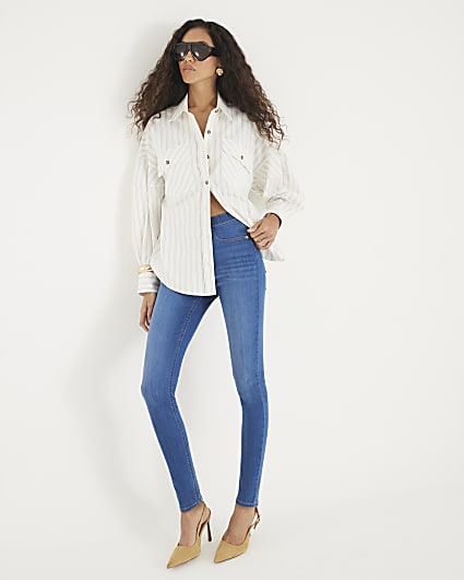 Blue Pull On Skinny Sculpt Jeans
