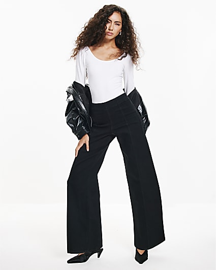 Black Pull-On Sculpt Palazzo Jeans