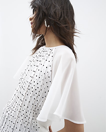 White Short Sleeve Polka Dot Hybrid T-Shirt