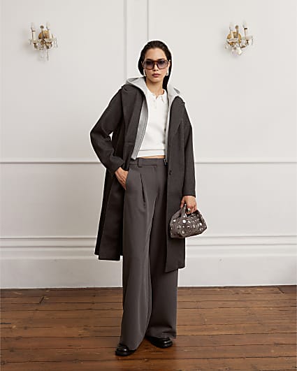 Grey Hooded Hybrid Coat