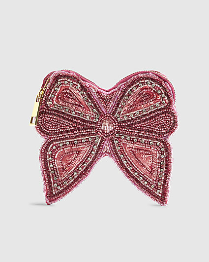 Pink Beaded Bow Purse