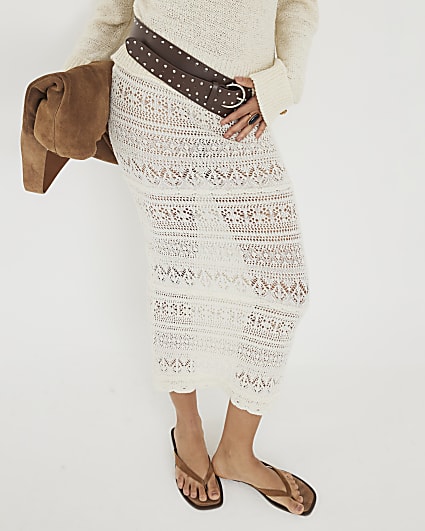 Cream Crochet Maxi Skirt