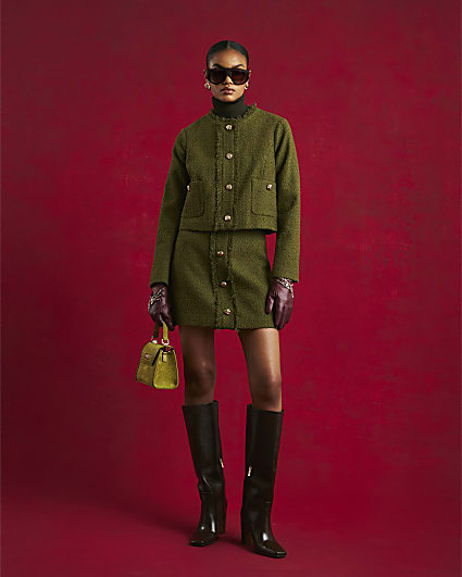 Green Boucle Fringed Trophy Jacket