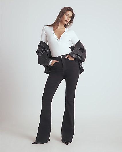 Black High Rise Sculpt Flare Jeans