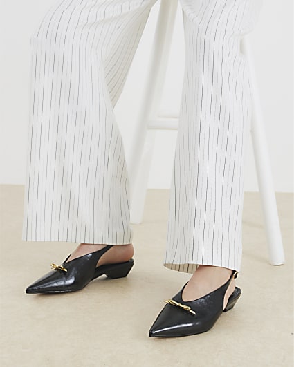 Black Pointed Slingback Shoes
