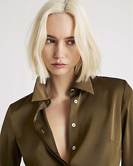 Green Slimline Satin Shirt