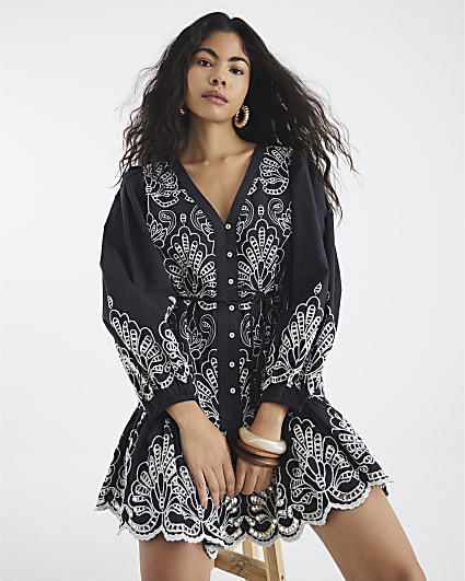 【送料&関税込】MSGM Broderie Mini Shirt Dress With Cut-out MSGM broderie-anglaise Cutout shirt-dress | White | FARFETCH CA