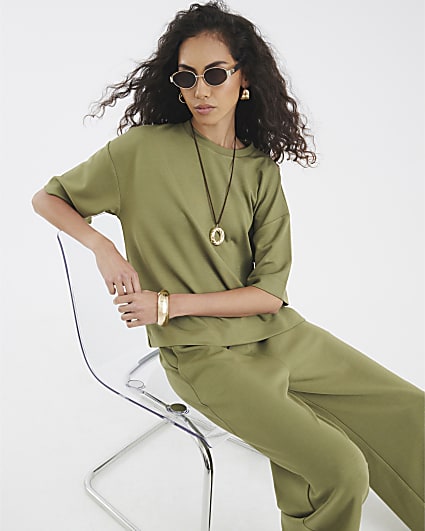 Khaki Premium Short Sleeve Boxy T-shirt