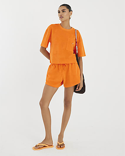 Orange Towelling Shorts