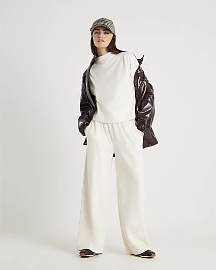 Cream Cosy Wide Leg Trousers