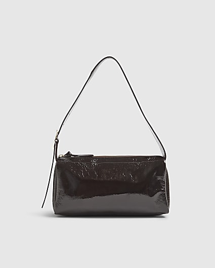Brown Cracked Leather Shoulder Bag