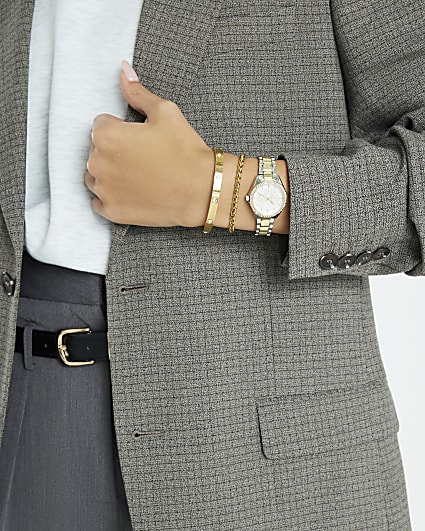 Gold Watch And Bracelet Multipack