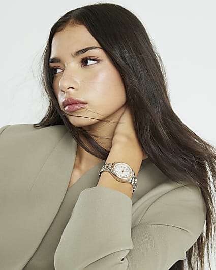 Silver And Rose Gold Watch