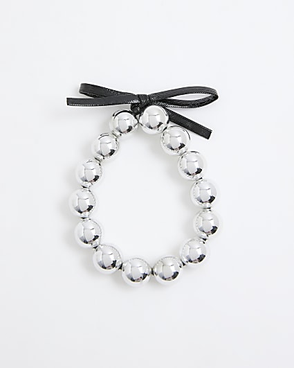 Silver ball bow headband