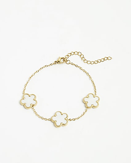 Gold White flower bracelet