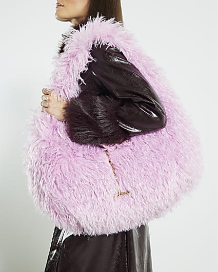 Pink Faux Fur Shoulder Bag