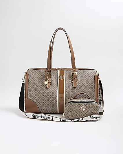 Beige Monogram Charm Holdall Bag Bundle