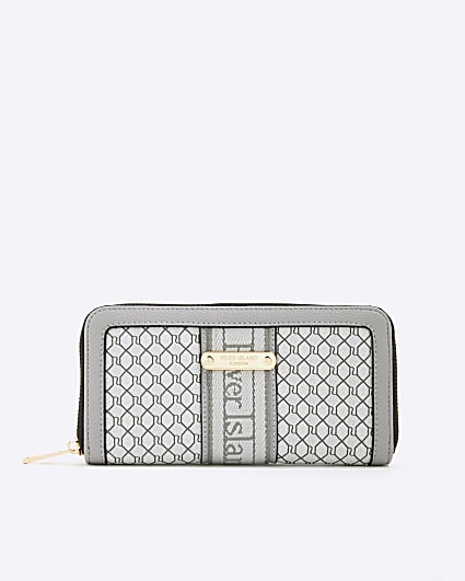Grey Monogram Zip Around Purse