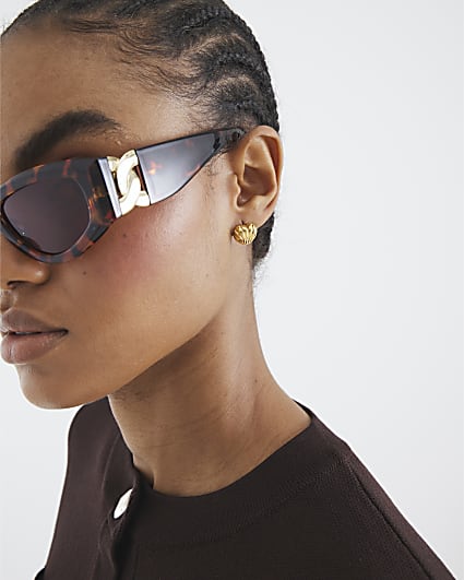 Gold Ridged Heart Stud Earring
