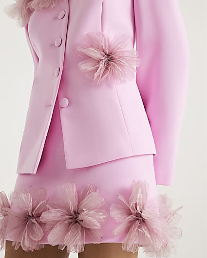 Pink 3D flower mini skirt