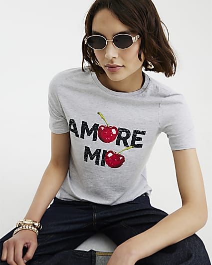 Grey Amore Mio Cherry T-Shirt