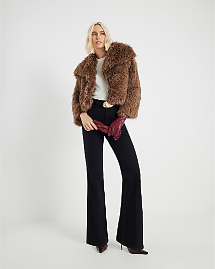 Black High Rise Relaxed Flare Jeans