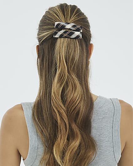 Brown Check Hair slides