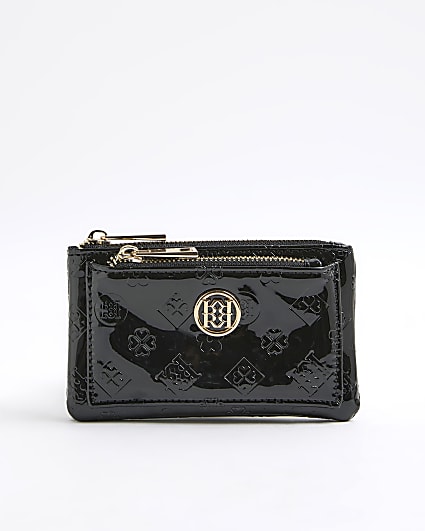 Black Embossed Monogram Patent Purse