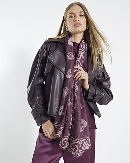 Red Skull Print Scarf