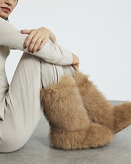 Brown Faux Fur Boots