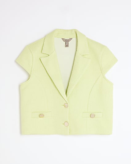 Petite Green Boucle Short Sleeve Jacket