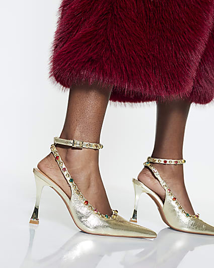 Gold Gem Embellished Court Heels