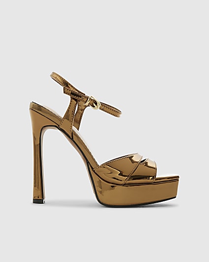 Bronze Platform Heeled Sandals