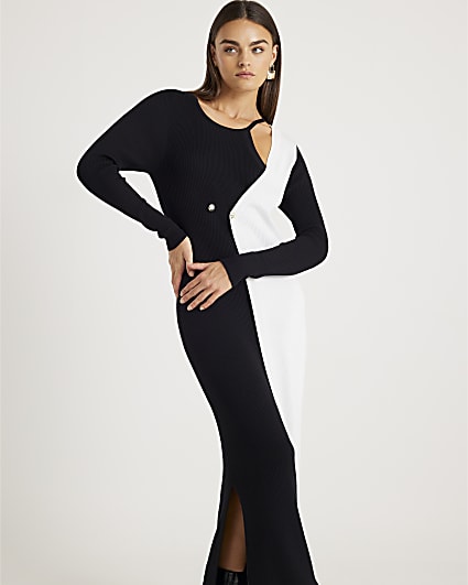 Black Monochrome Maxi Jumper Dress