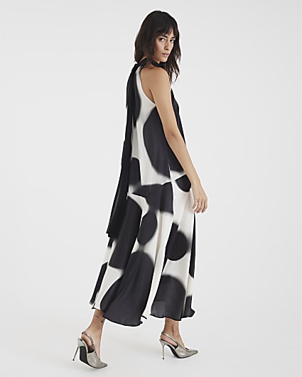 Cream Cowl Neck Spot Slip Dress
