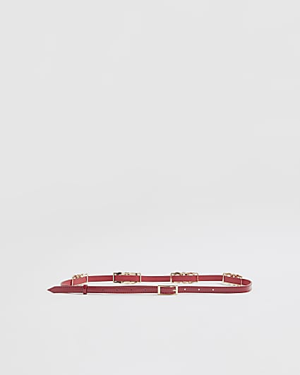 Red Vintage Style Skinny Belt