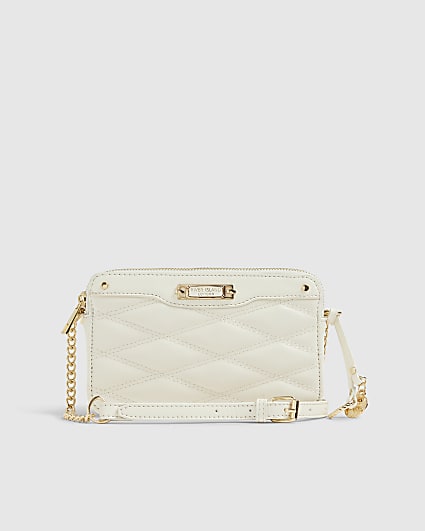 Cream Quilted Cross Body Bag