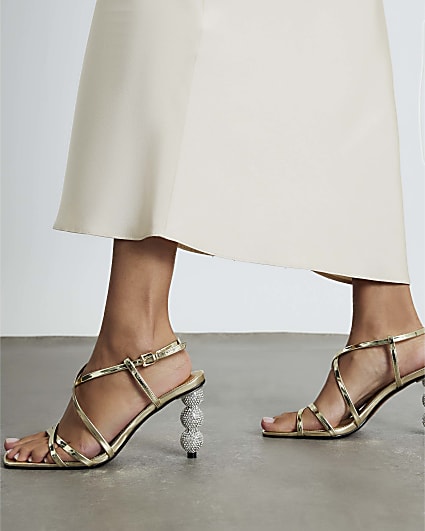 Gold Discoball Heeled Sandals