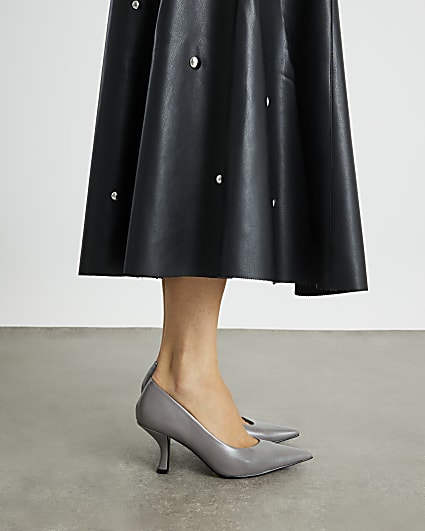 Grey Pointed Toe Court Heels