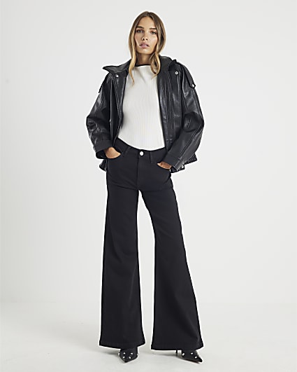 Black High Rise Palazzo Jeans