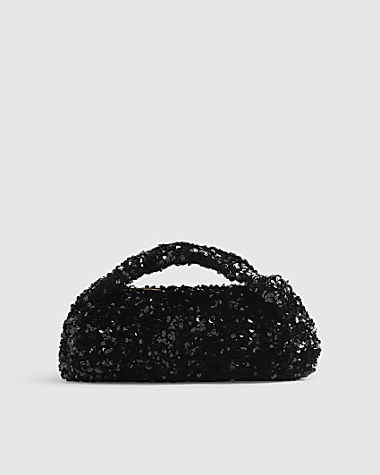 Black Sequin Grab Clutch bag