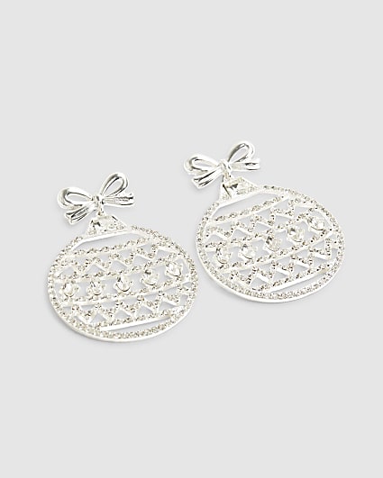Silver Bauble Drop Earrings