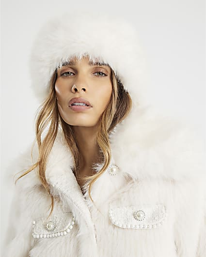 Cream Faux Fur Bucket Hat
